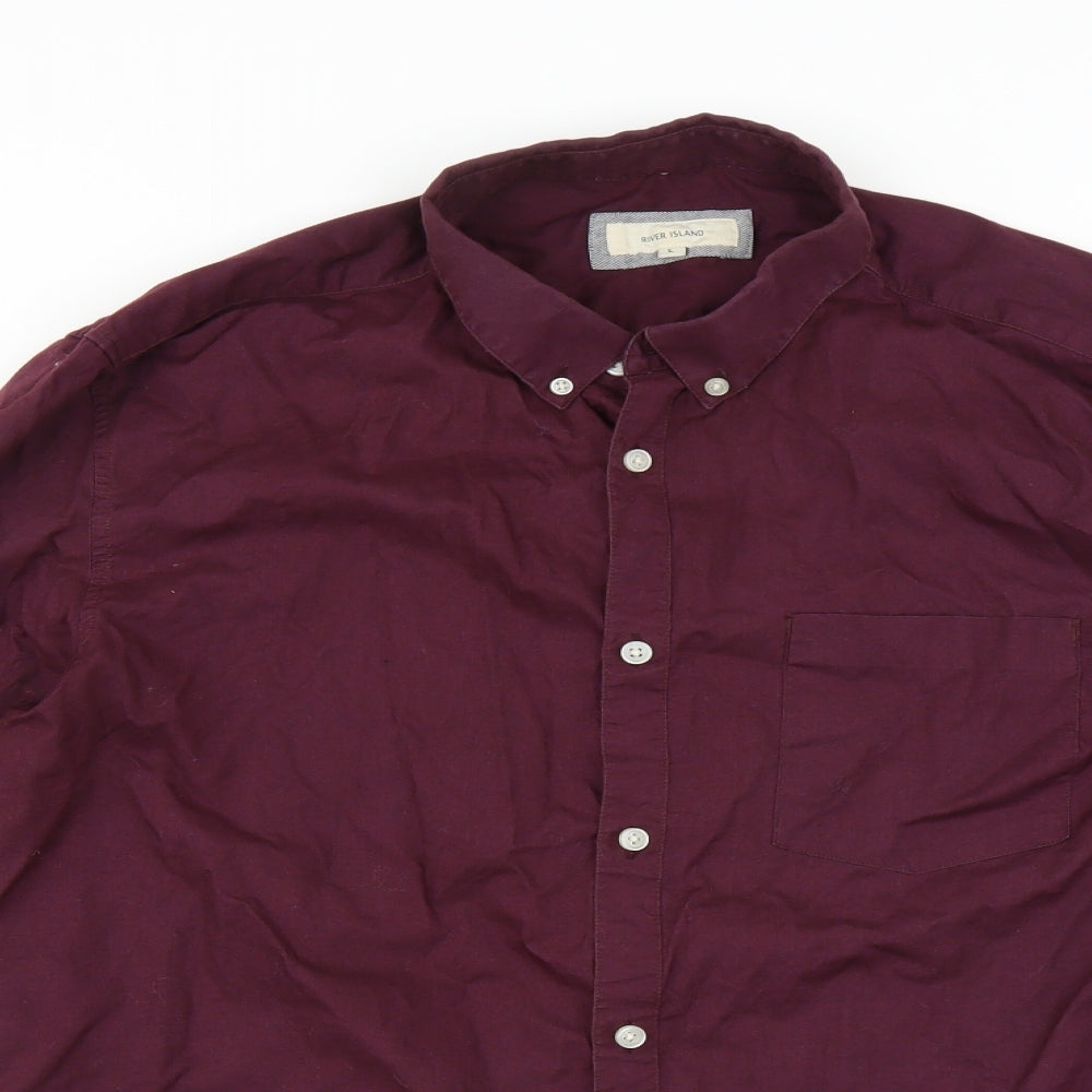 Mens UK Size L River Island Purple  Button-Up Long Sleeve Casual Shirt