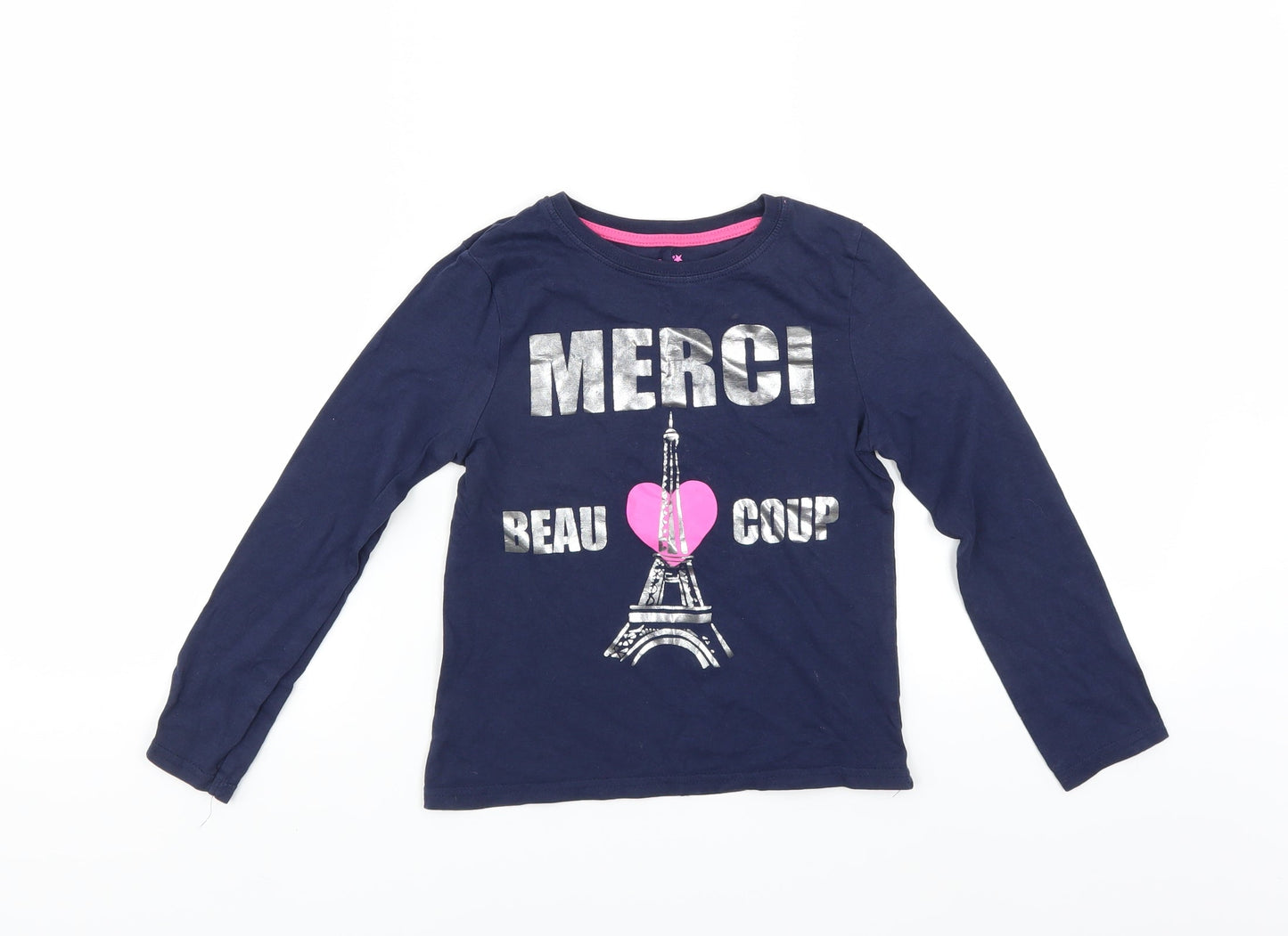 YD Girls Blue   Basic T-Shirt Size 7-8 Years  - Merci Beaucoup