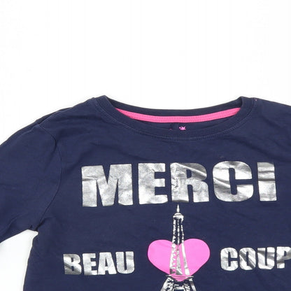 YD Girls Blue   Basic T-Shirt Size 7-8 Years  - Merci Beaucoup