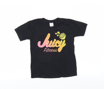 Fruit of the Loom Girls Black   Basic T-Shirt Size 7-8 Years  - juicy fitness