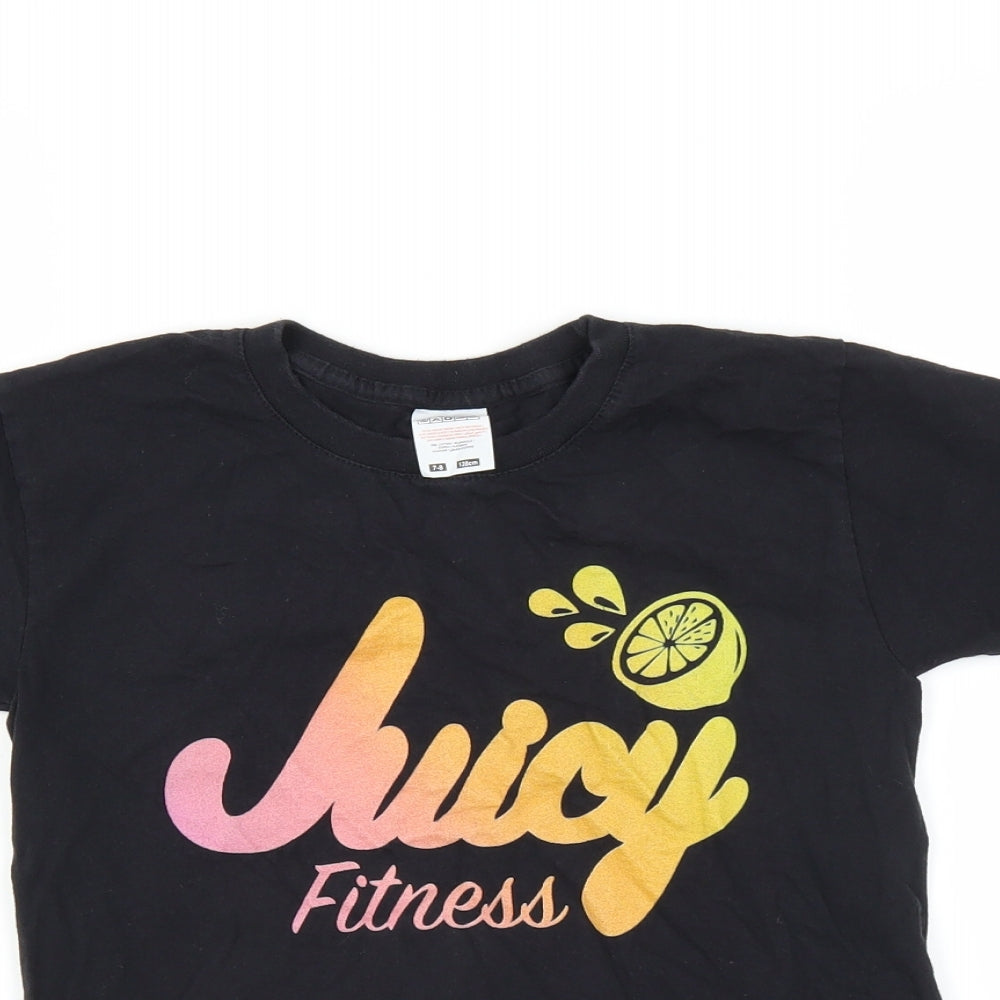 Fruit of the Loom Girls Black   Basic T-Shirt Size 7-8 Years  - juicy fitness