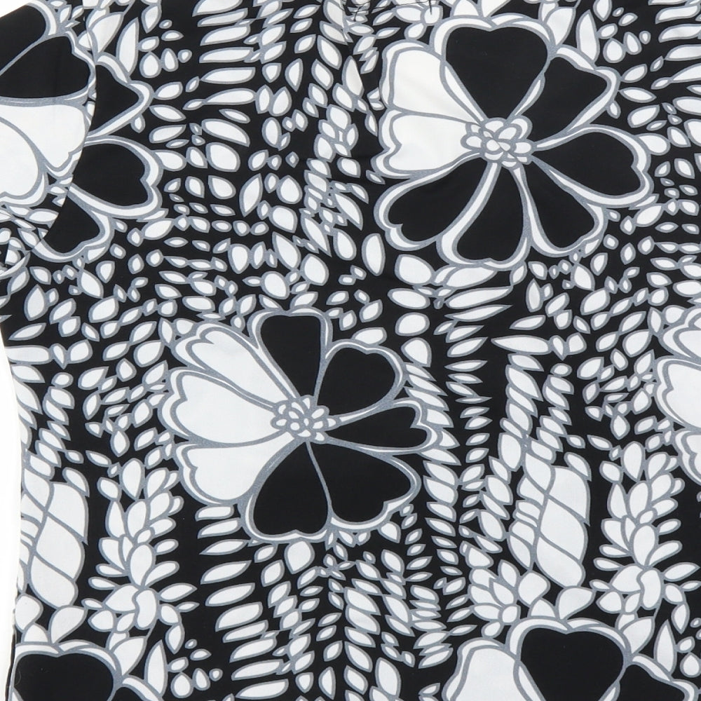 Alexara Womens Black Floral  Basic Blouse Size 16