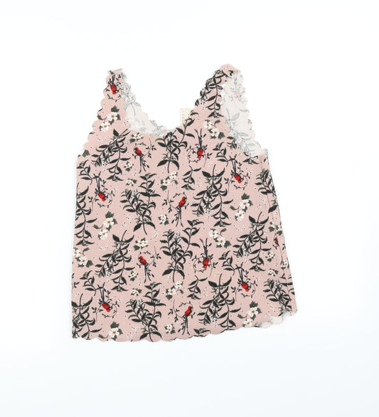 Divided Womens Pink Floral  Basic Blouse Size XS