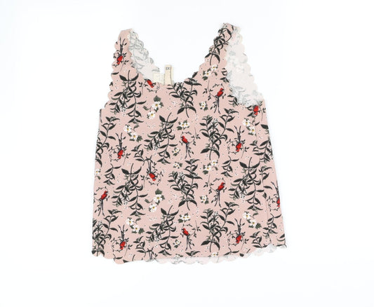 Divided Womens Pink Floral  Basic Blouse Size XS