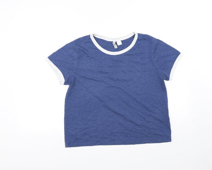 Womens UK Size L Divided Blue Basic T-Shirt
