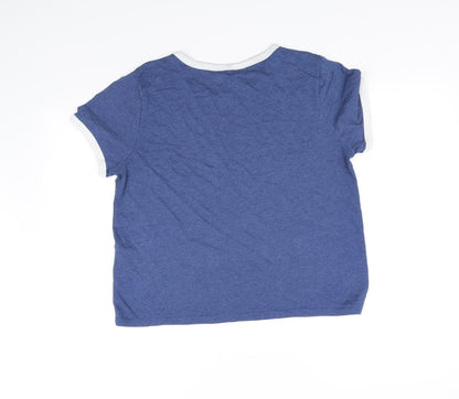 Womens UK Size L Divided Blue Basic T-Shirt