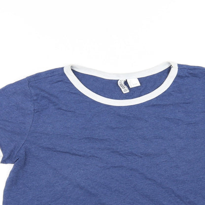 Womens UK Size L Divided Blue Basic T-Shirt