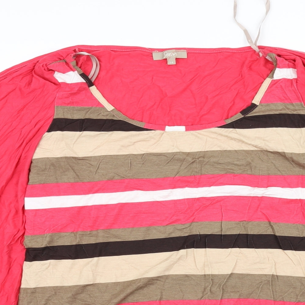 Womens UK Size 14 Soon Red Basic T-Shirt