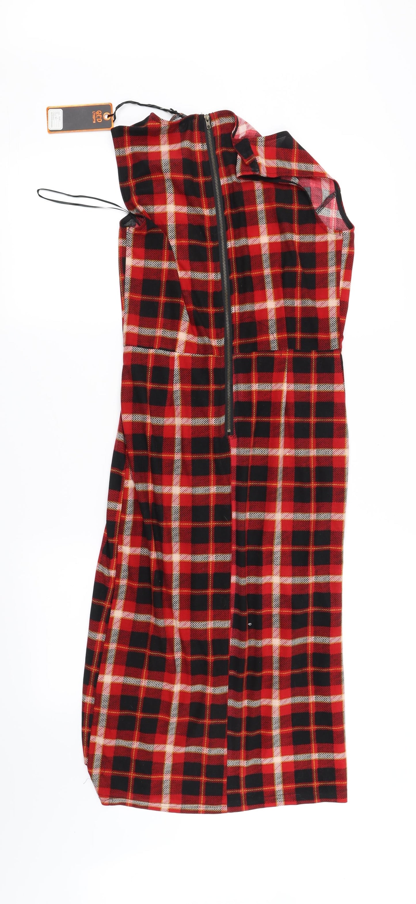 qed london Womens Orange Check  Fit & Flare  Size S