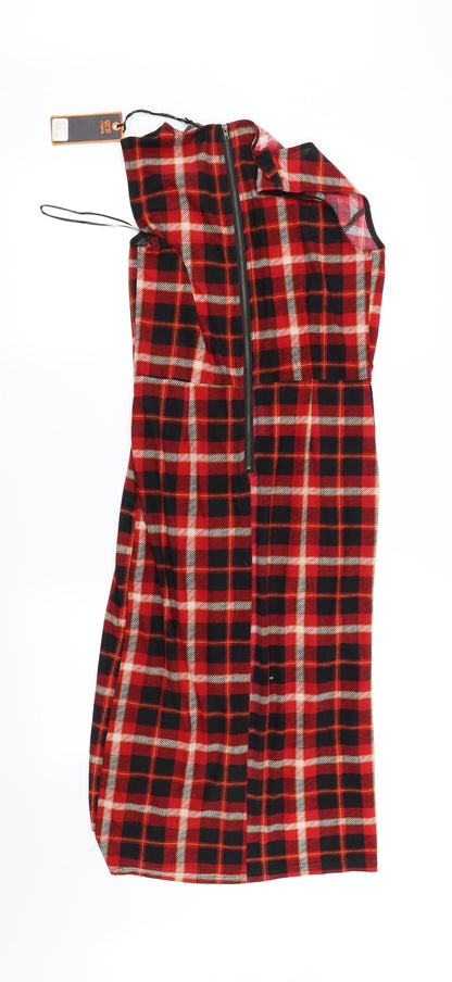 qed london Womens Orange Check  Fit & Flare  Size S
