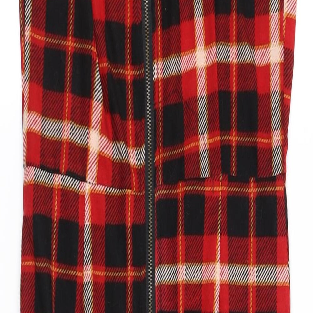 qed london Womens Orange Check  Fit & Flare  Size S