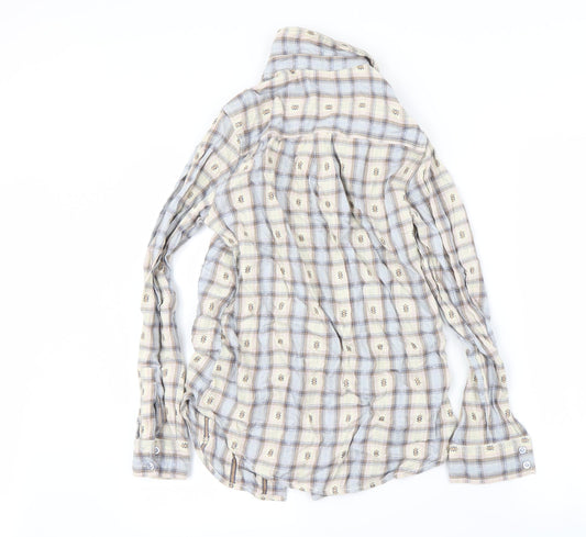 New Look Womens Silver Check  Basic Button-Up Size 10