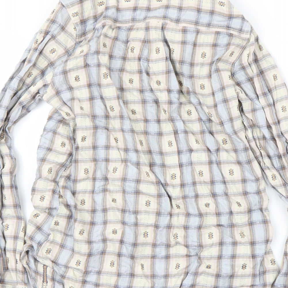 New Look Womens Silver Check  Basic Button-Up Size 10