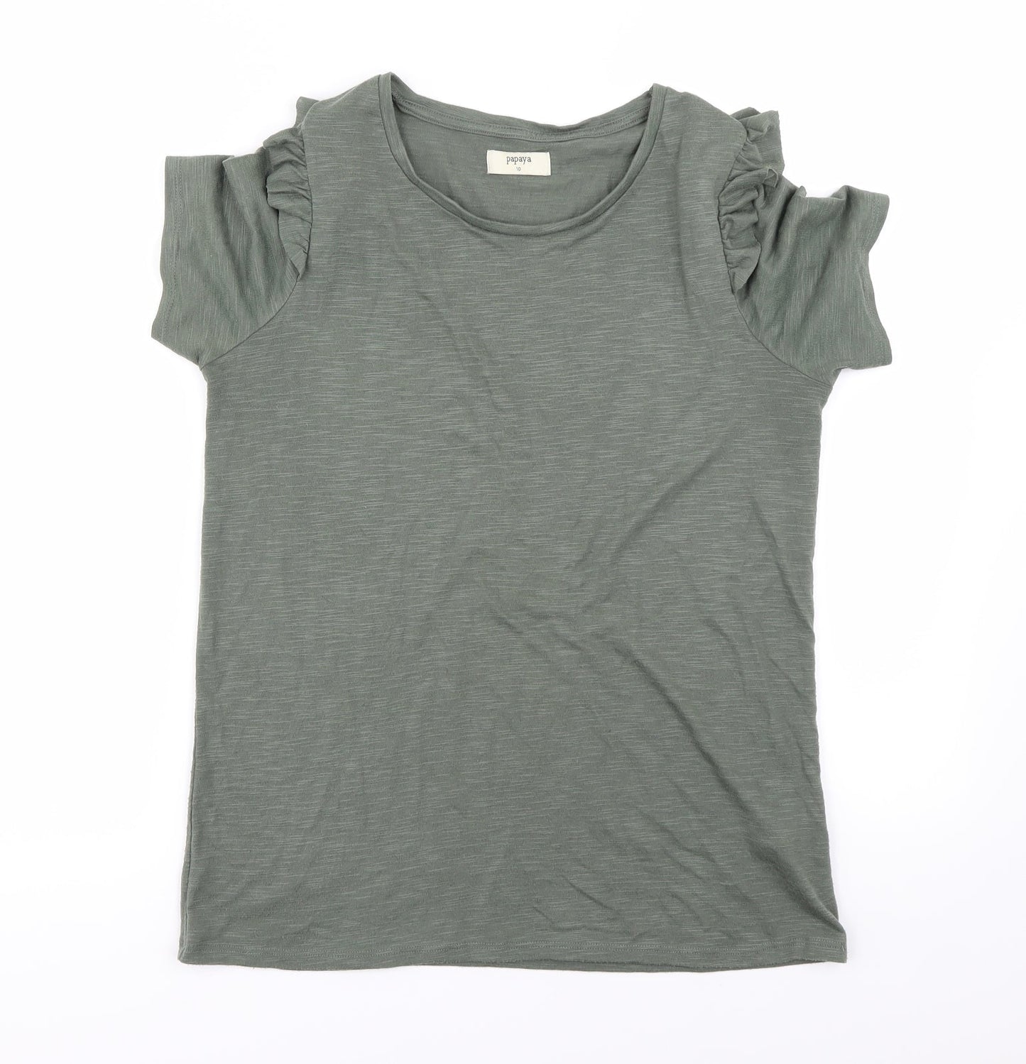 Womens UK Size 10 Papaya Green Basic T-Shirt