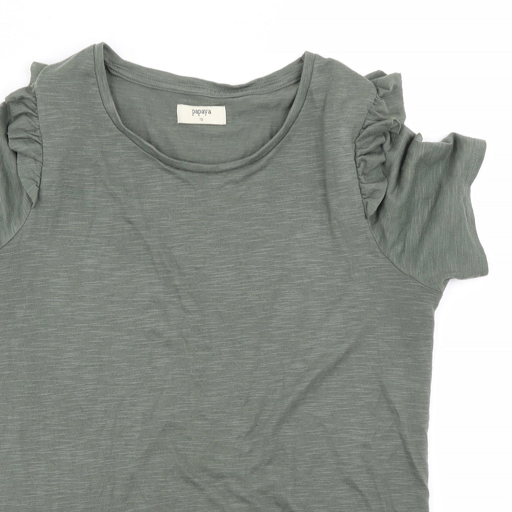 Womens UK Size 10 Papaya Green Basic T-Shirt