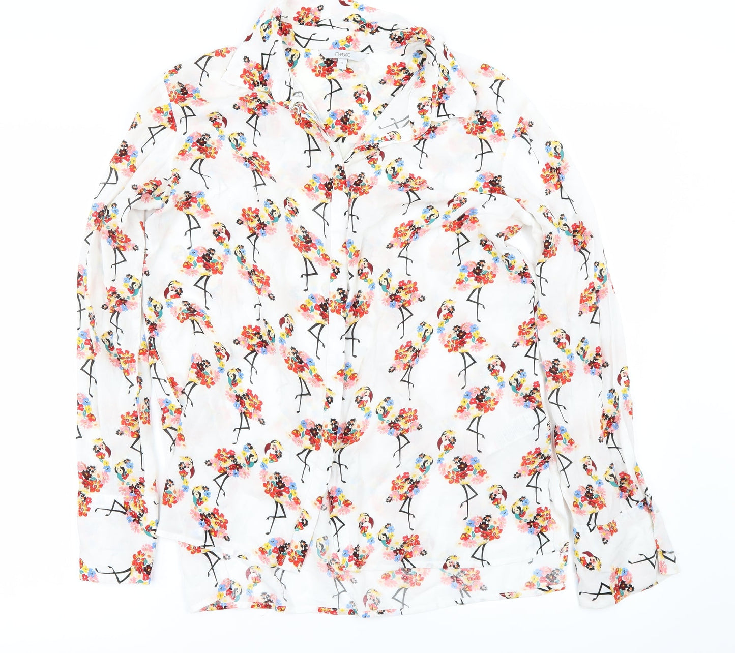 Womens UK Size 10 NEXT White Basic Button-Up