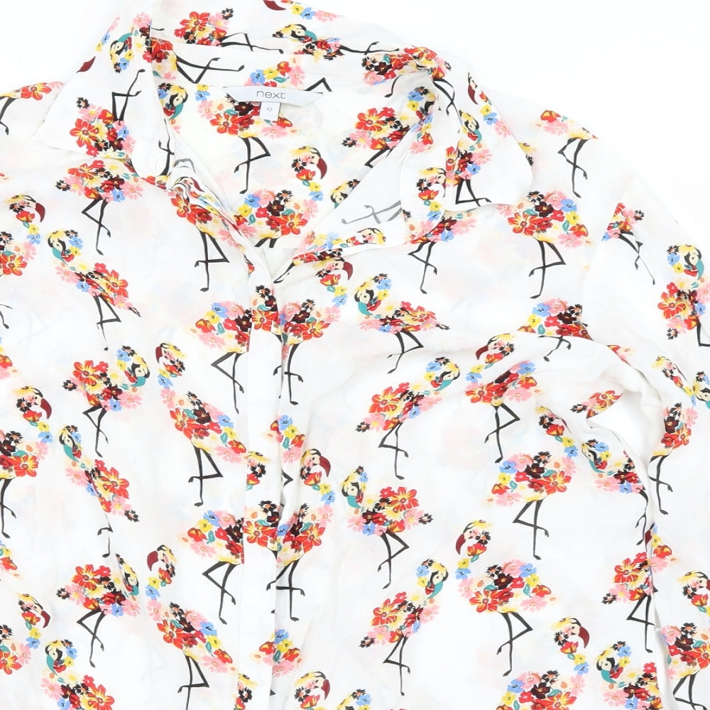 Womens UK Size 10 NEXT White Basic Button-Up