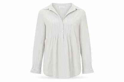 Front view of Internationale women’s silver shirt dress, size UK 14