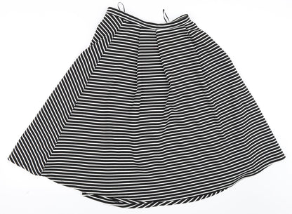 New Look Womens White Striped  Flare Skirt Size 8