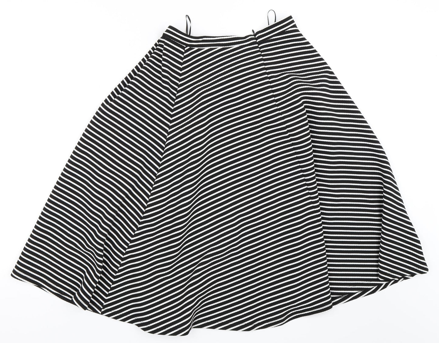 New Look Womens White Striped  Flare Skirt Size 8