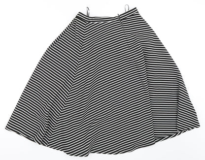 New Look Womens White Striped  Flare Skirt Size 8