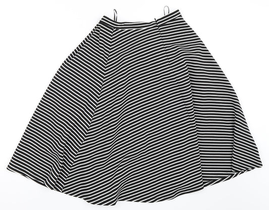 New Look Womens White Striped  Flare Skirt Size 8