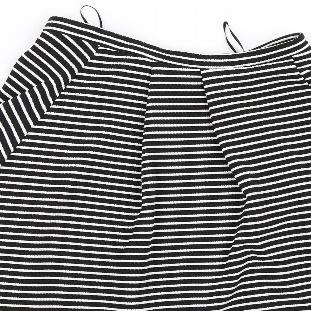 New Look Womens White Striped  Flare Skirt Size 8