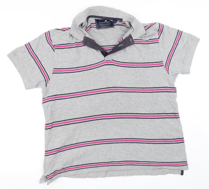 Stone Bay Mens Grey Striped   Polo Size M