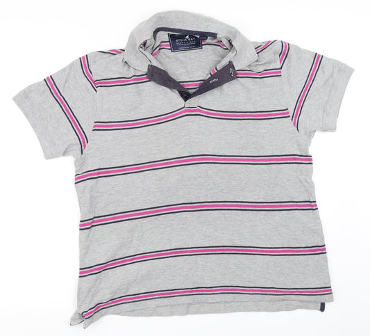 Stone Bay Mens Grey Striped   Polo Size M