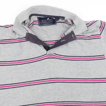 Stone Bay Mens Grey Striped   Polo Size M