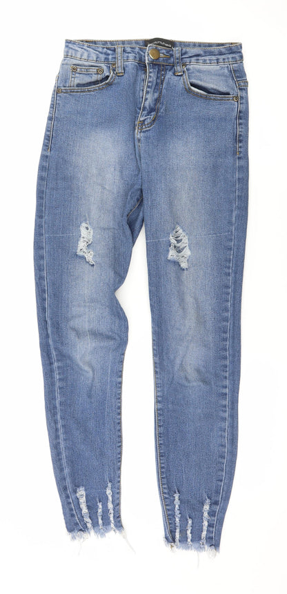 PRETTYLITTLETHING Womens Blue  Denim Skinny Jeans Size 6 L26 in