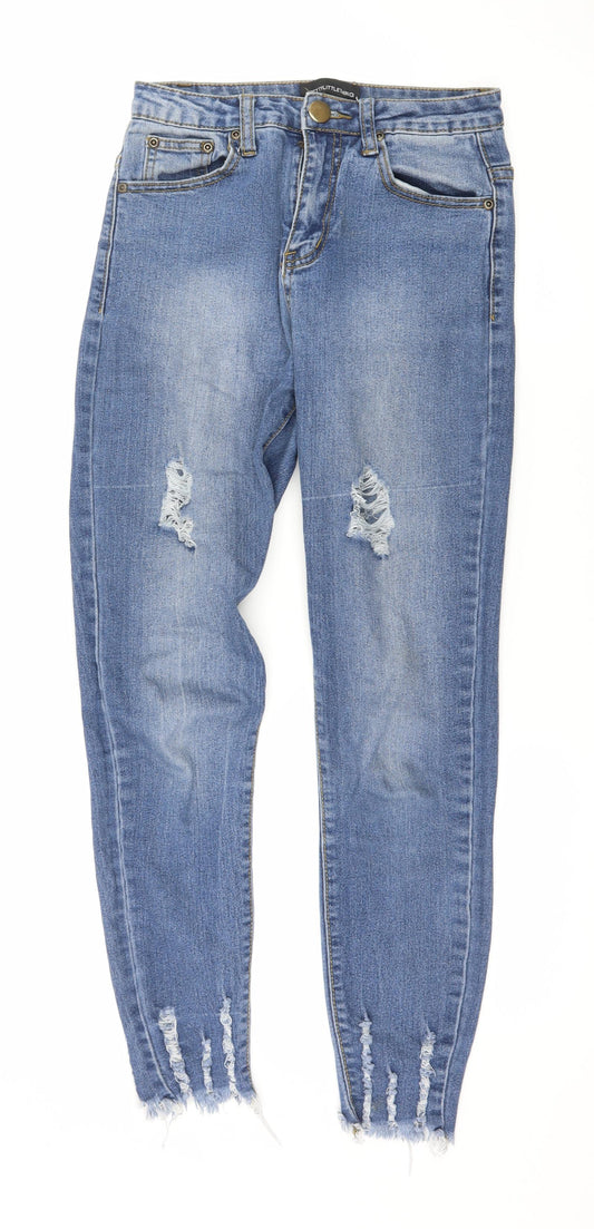 PRETTYLITTLETHING Womens Blue  Denim Skinny Jeans Size 6 L26 in