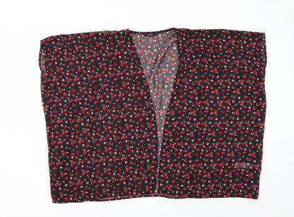 George Girls Black Floral  Kimono Blouse Size 11-12 Years