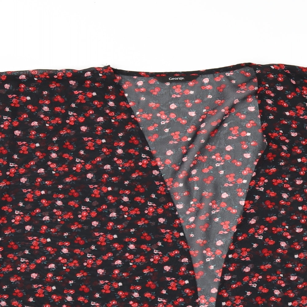 George Girls Black Floral  Kimono Blouse Size 11-12 Years