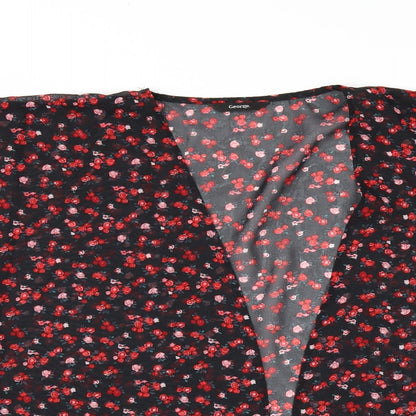 George Girls Black Floral  Kimono Blouse Size 11-12 Years