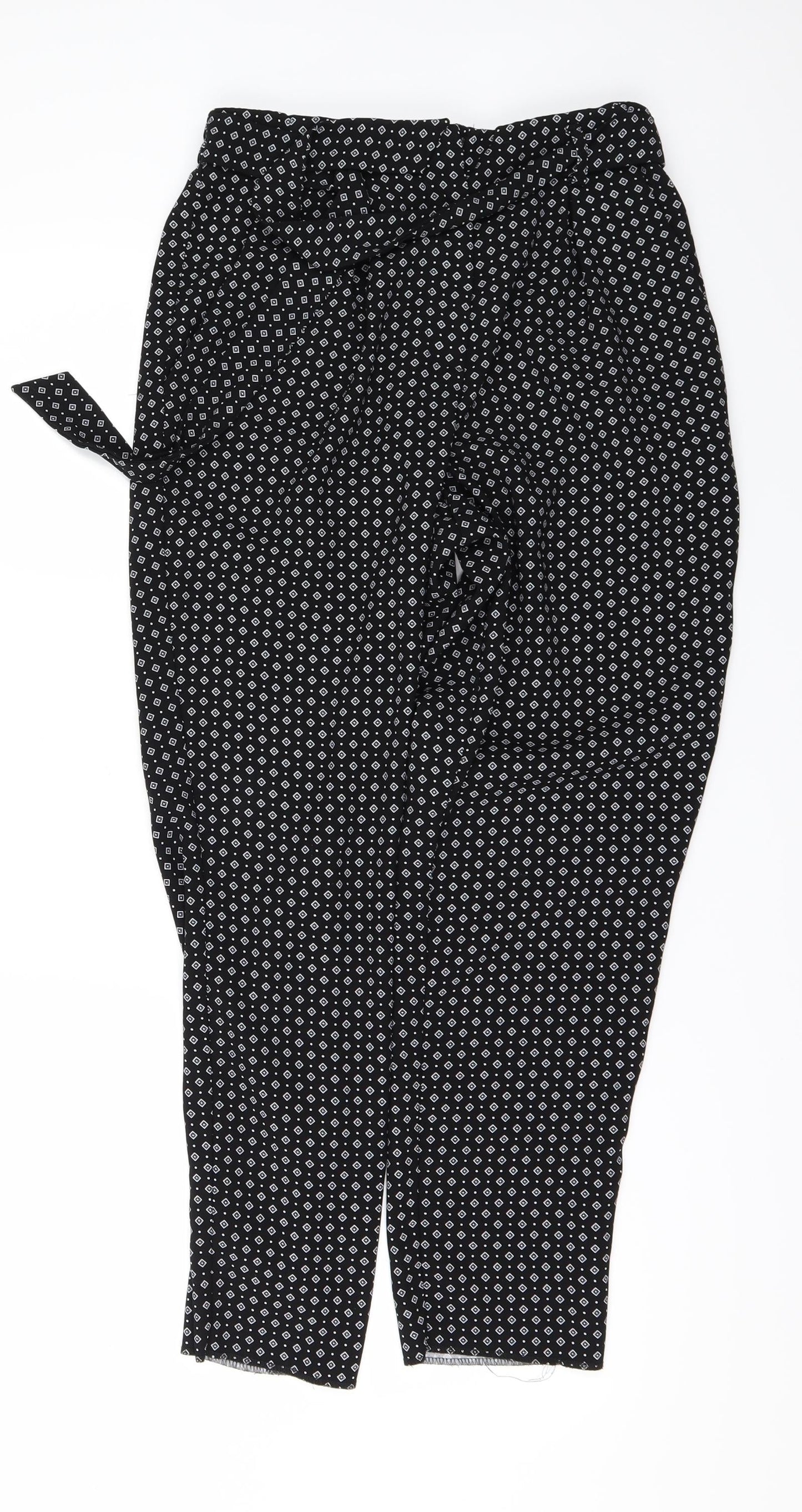 F&F Womens Black Geometric  Trousers  Size 10 L26 in