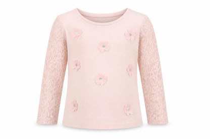 F&F Girls Pink Floral Jersey Basic Blouse Size 2-3 Years
