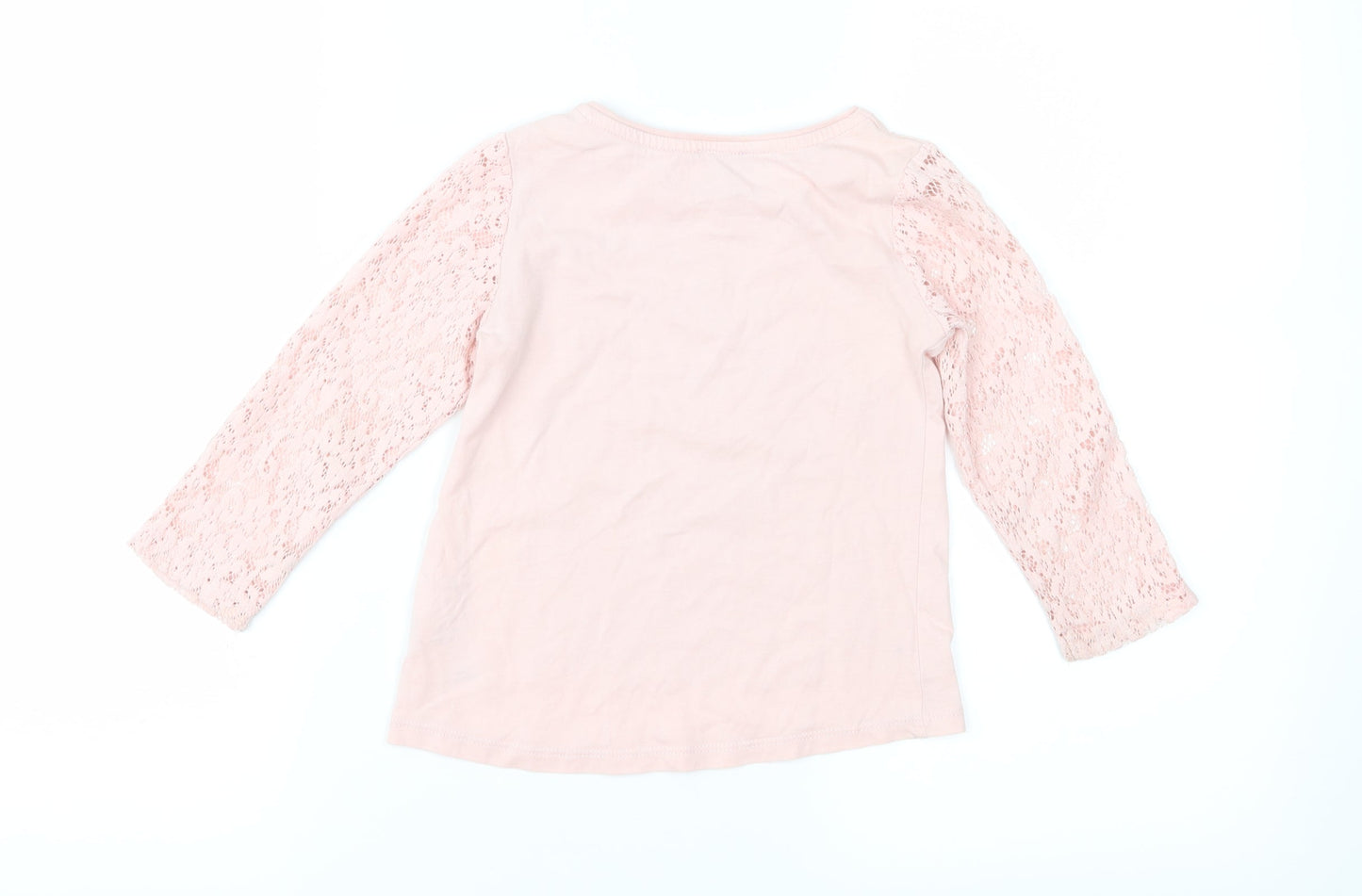 F&F Girls Pink Floral Jersey Basic Blouse Size 2-3 Years