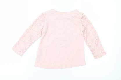 F&F Girls Pink Floral Jersey Basic Blouse Size 2-3 Years