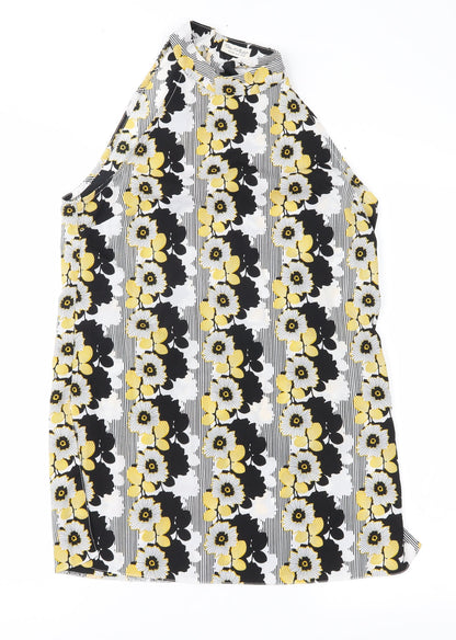 Miss Selfridge Womens Black Floral Chiffon Basic Blouse Size 10