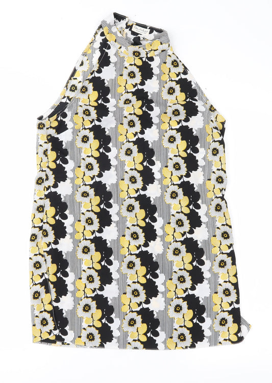 Miss Selfridge Womens Black Floral Chiffon Basic Blouse Size 10