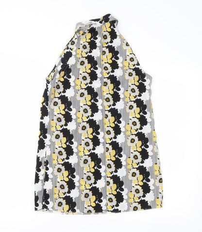 Miss Selfridge Womens Black Floral Chiffon Basic Blouse Size 10