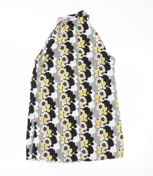 Miss Selfridge Womens Black Floral Chiffon Basic Blouse Size 10