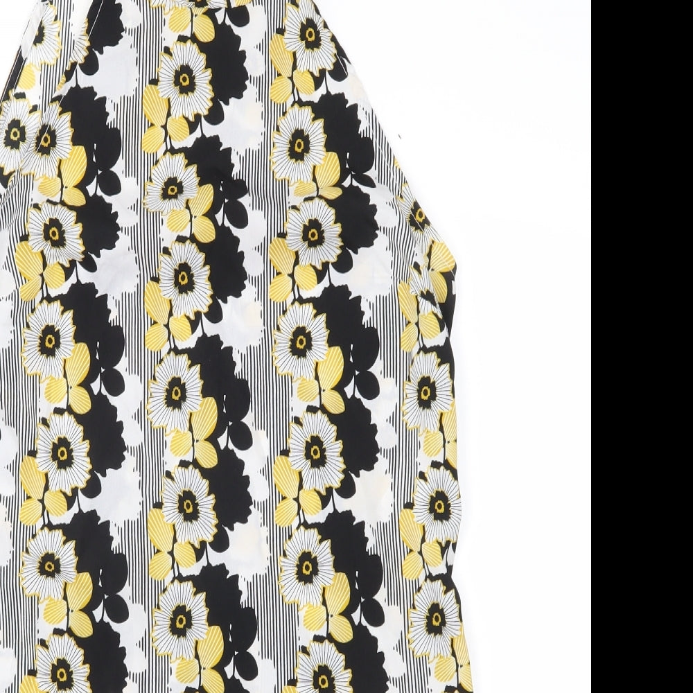 Miss Selfridge Womens Black Floral Chiffon Basic Blouse Size 10