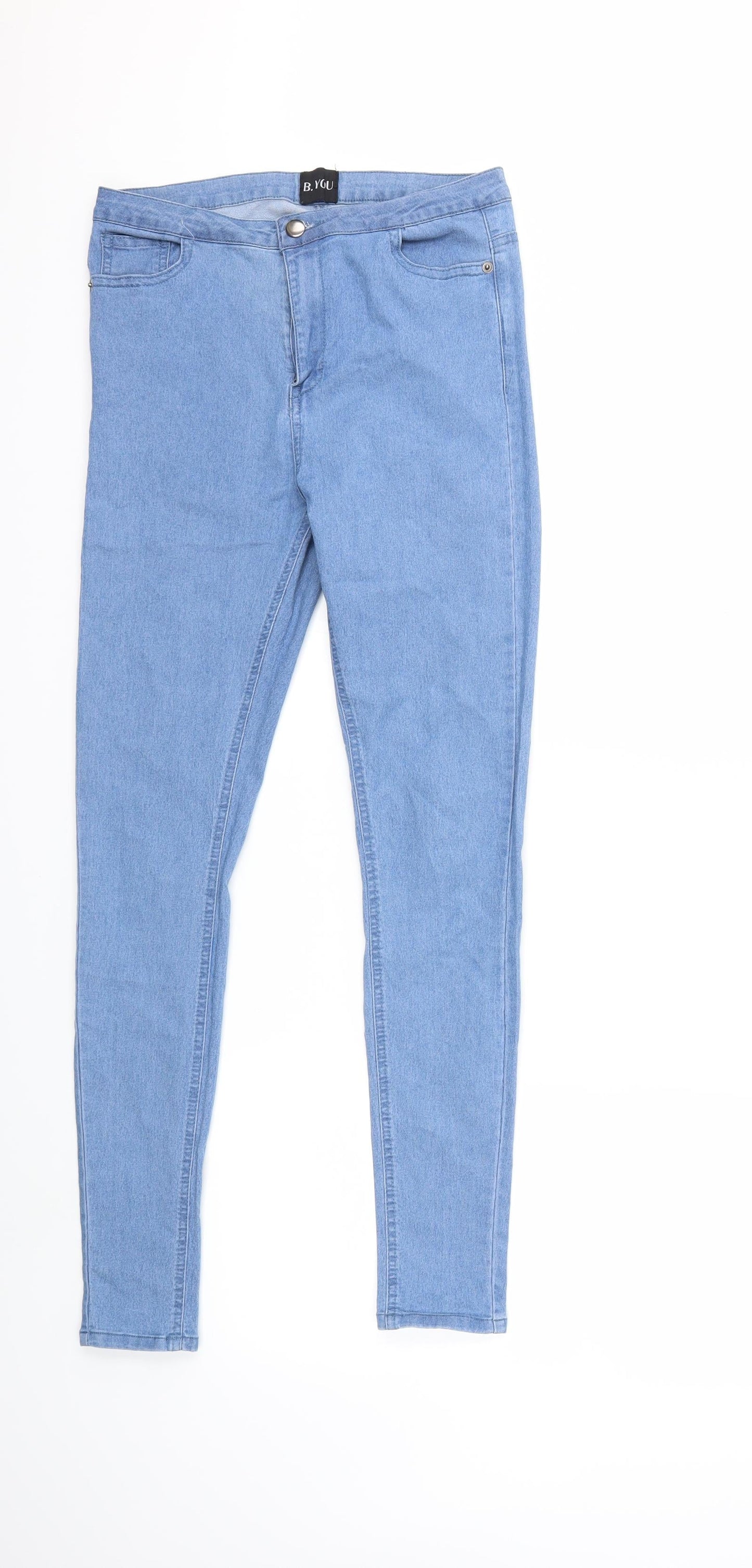 B.YOU Womens Blue  Denim Snow Pants Trousers Size 12 L29 in