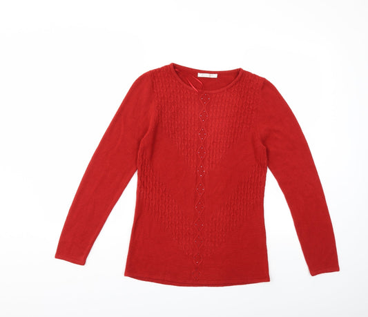 anna rose Womens Red  Knit Pullover Jumper Size M