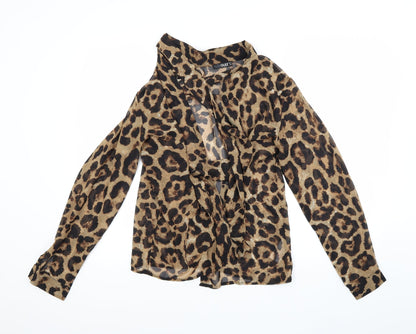 Quiz Womens Brown Animal Print  Basic Blouse Size 8