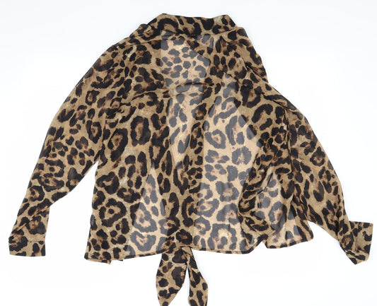 Quiz Womens Brown Animal Print  Basic Blouse Size 8