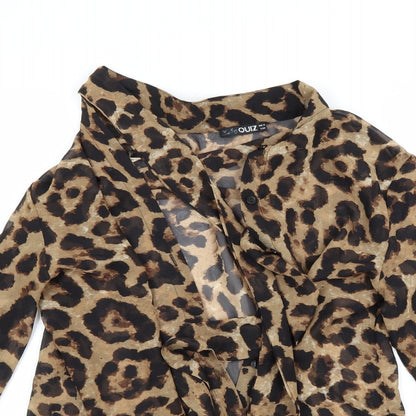 Quiz Womens Brown Animal Print  Basic Blouse Size 8
