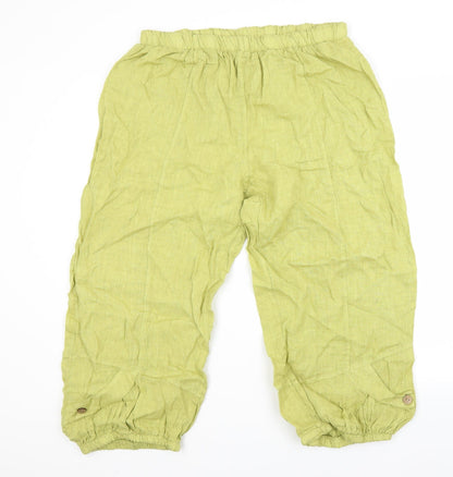 Womens UK Size M Preworn Regular Fit Capri Green Trousers